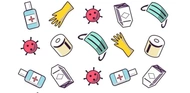 An assortment of images related to the pandemic.