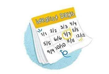 Ilustração do Calendário Idealista com os dias do idealista em destaque