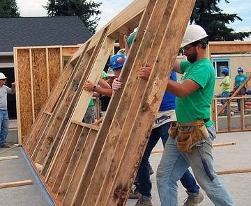 Volunteers on our build sites.