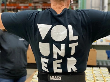 Back of Good Shepherd Food Bank of Maine's volunteer t-shirt.