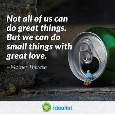A quote with a picture of a soda can on the ground, with a figurine sitting on it.