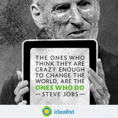 A picture of Steve Jobs holding a quote.