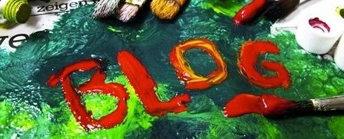 A painting with the word blog on it.