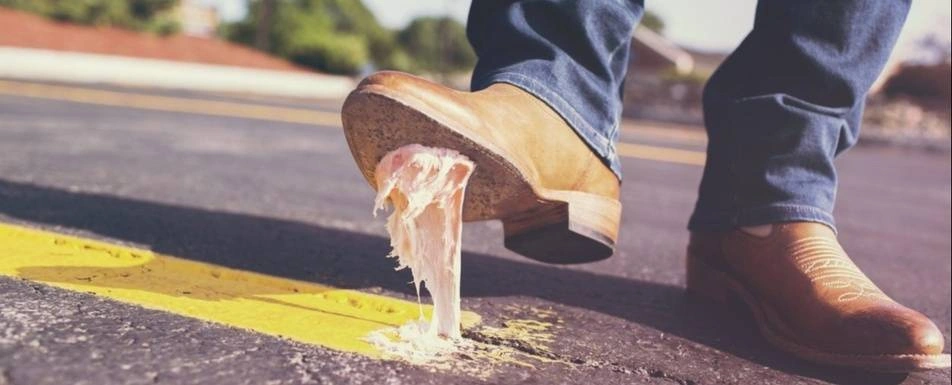 A shoe that's stepped in gum.