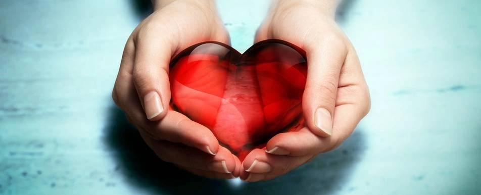 A close up of a glass heart.