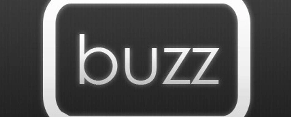 A graphic design of the word, 'buzz'.
