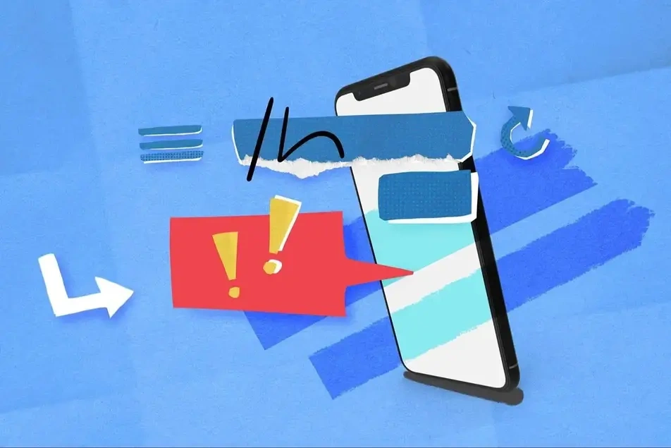 Illustration of a smartphone and a speech bubble.