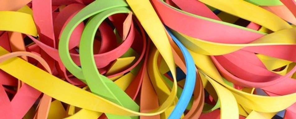 Close up of rubber bands.