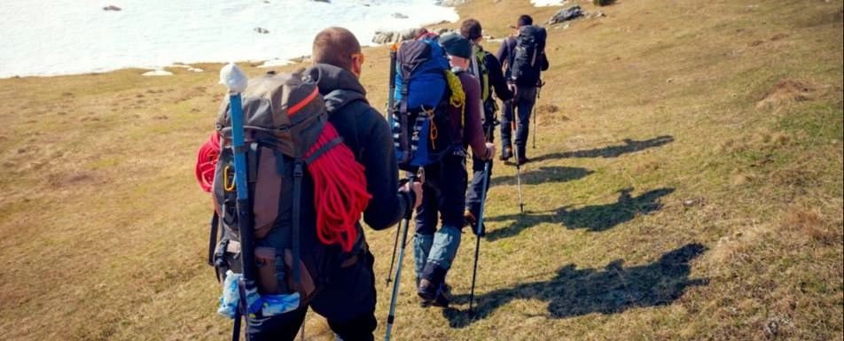 A group of people hiking.