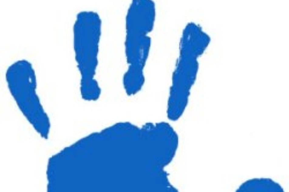 A blue hand print.