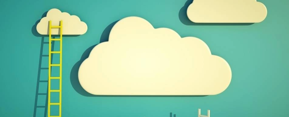An illustration of some clouds and a ladder.