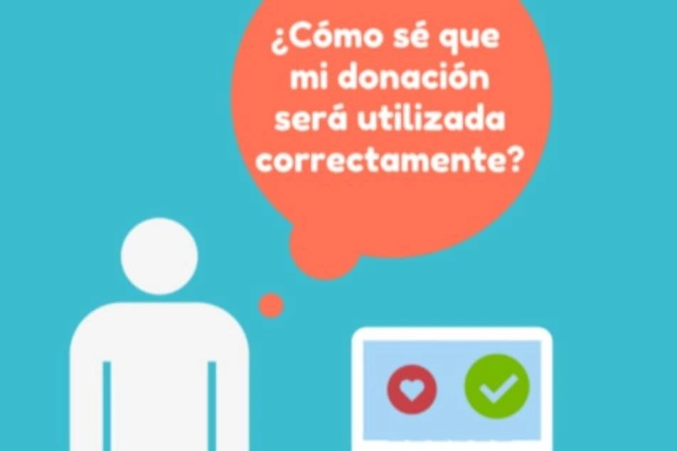 Gráfico de ícono de una persona pensando "Cómo sé que mi donación será utilizada correctamente?"