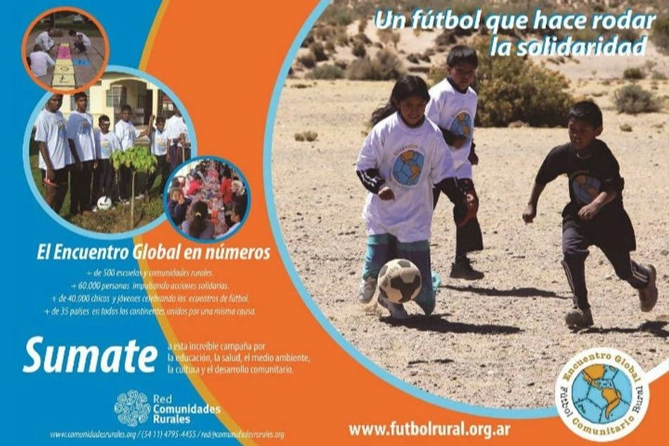 A poster for, "Global Meeting of Rural Community Football."
