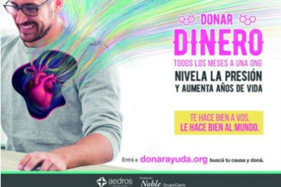 Afiche de la iniciativa en el que está una persona donando y se ve una ilustración de su corazón