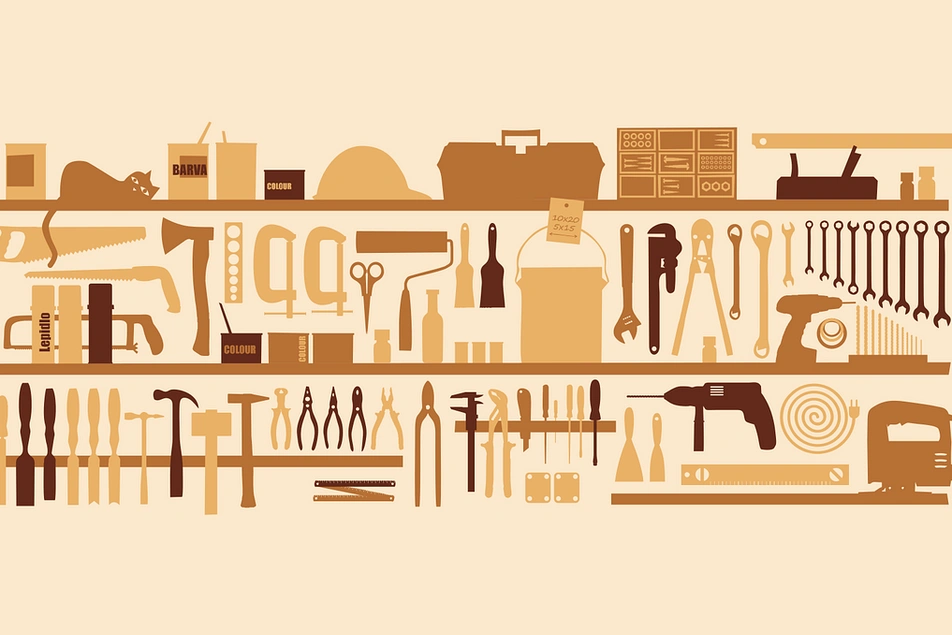 ilustración de herramientas en una pared