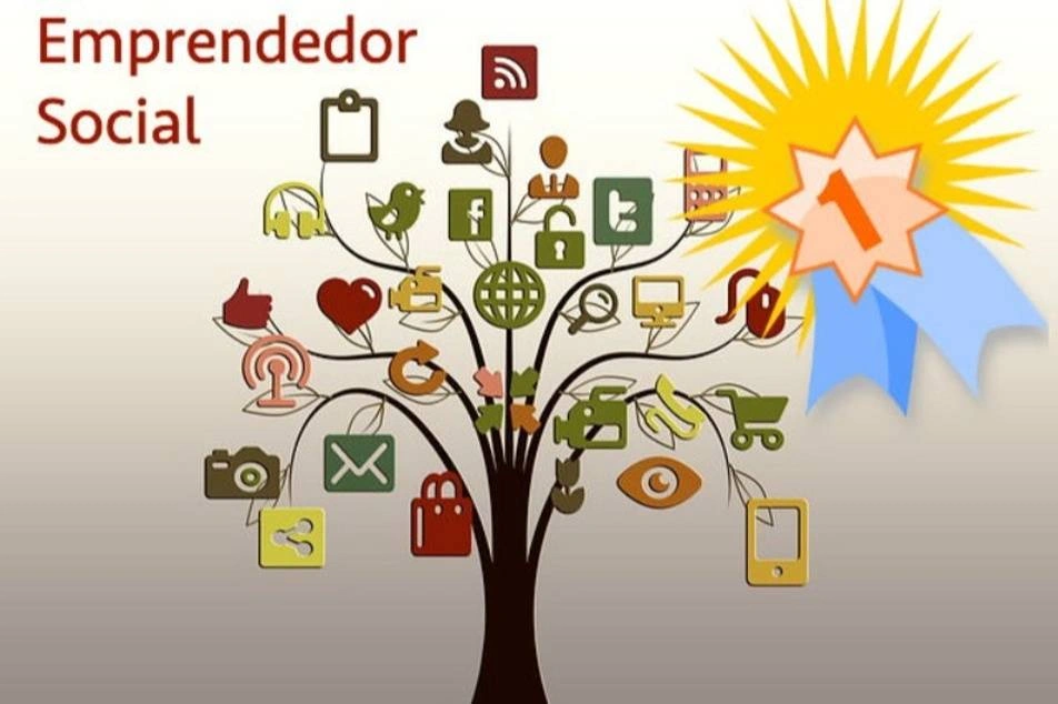 Dibujo de un arbol con íconos que representan varios emprendimientos
