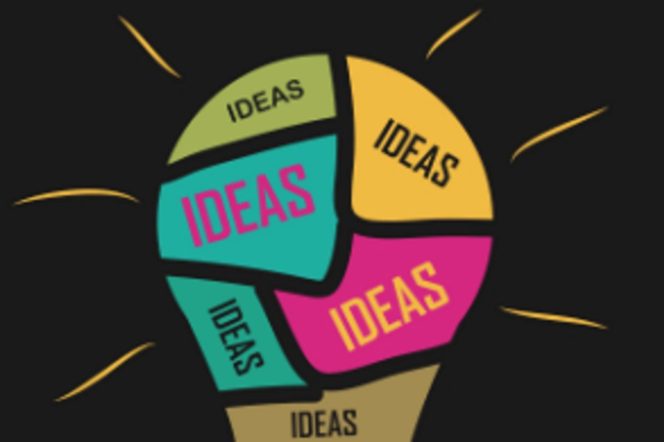 Un foco con la palabra "ideas"