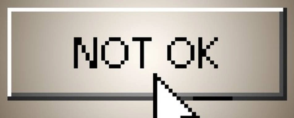 A cursun clicking a button that says 'Not Ok'.