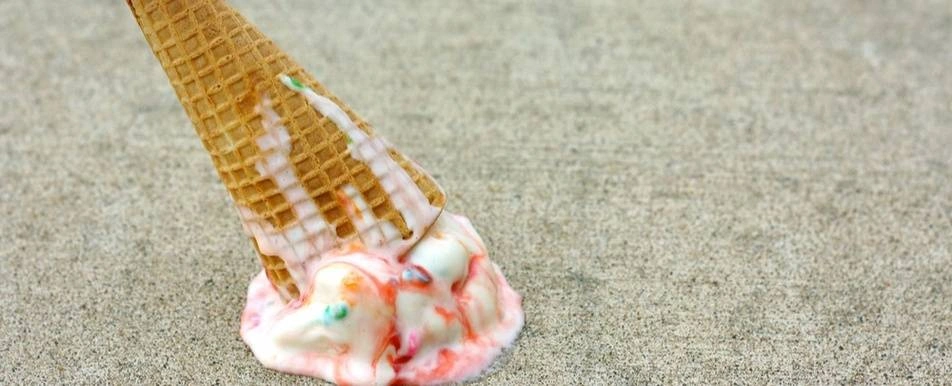 A fallen ice cream cone.