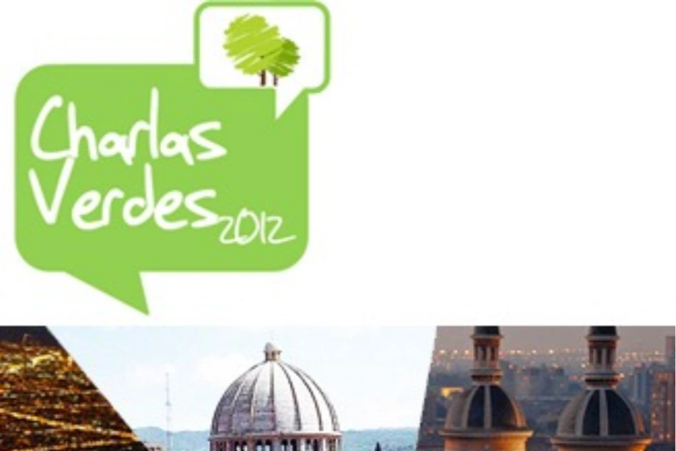 Fotos de cúpulas de iglesias de América Latina y una frase que dice Charlas Verdes 2012