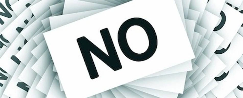 A graphic design of the word, 'NO'.