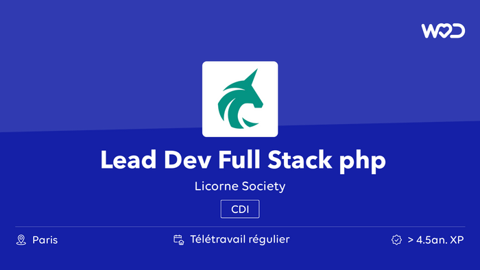 Lead Dev Full Stack php - Licorne Society - IT job