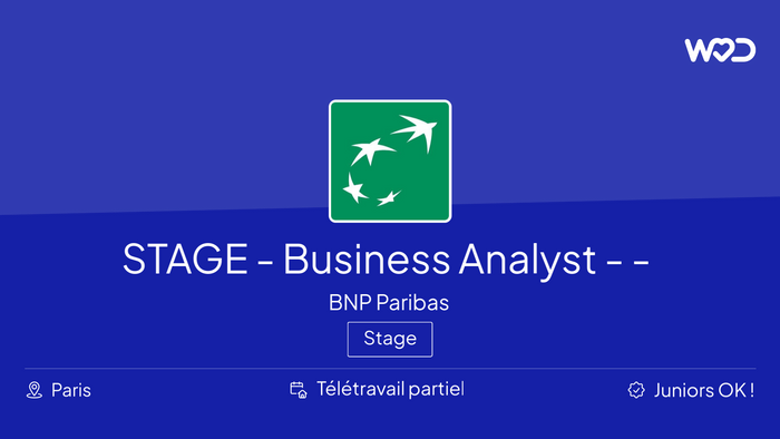 STAGE - Business Analyst - Référentiel des ratings BNPP H/F - 6 mois ...