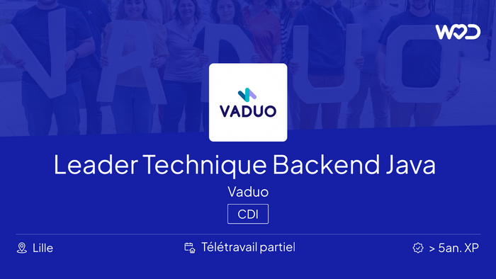 Leader Technique Backend Java H/F - Vaduo - Emploi IT
