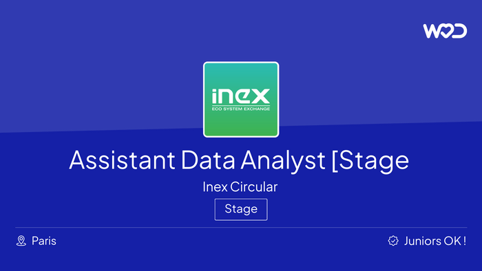 Assistant Data Analyst [Stage 4 à 5 mois minimum] - Emploi IT